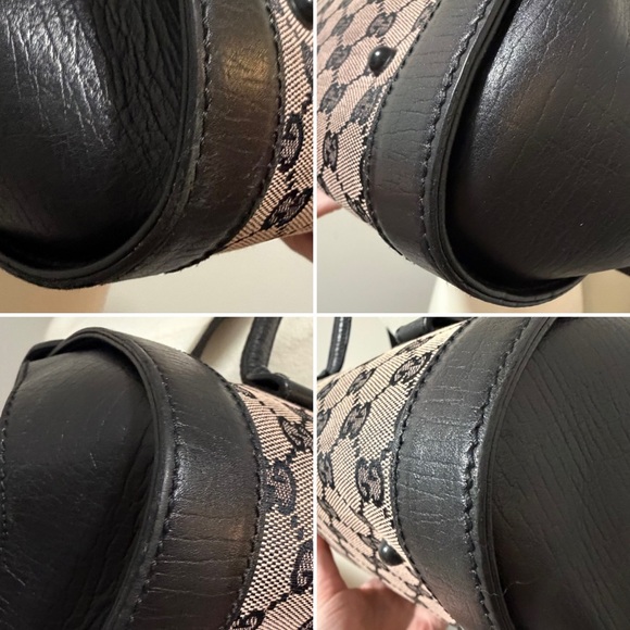 Gucci Bamboo Bullet Monogram Bag – Black Leather Trim, Lock Closure - Picture 11 of 14